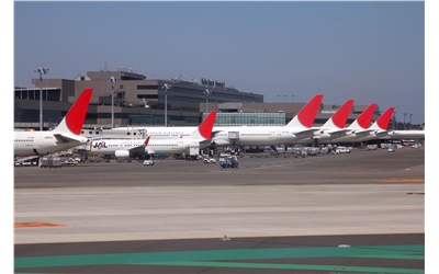 JAL tails at NRT iStock-458319793